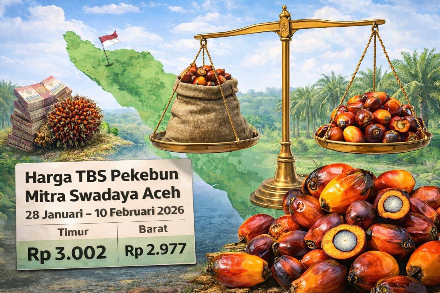 Harga TBS Pekebun Mitra Swadaya Aceh Berlaku 28 Januari–10 Februari 2026