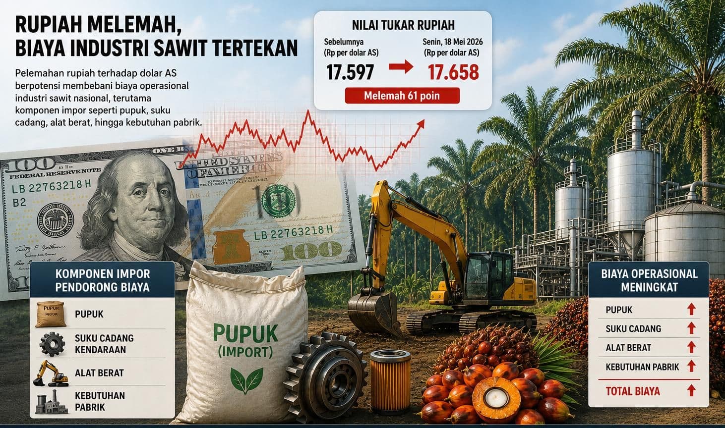Rupiah Melemah, GAPKI Khawatir Biaya Operasional Industri Sawit Membengkak
