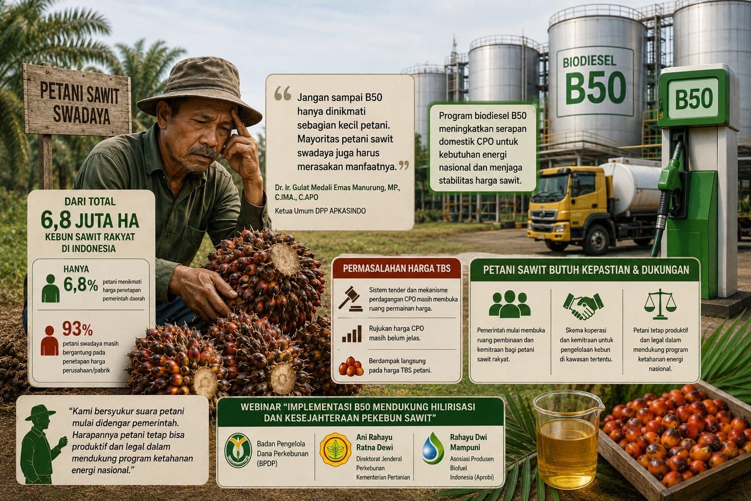 APKASINDO Soroti Ketimpangan Harga TBS dan Nasib Petani Sawit Swadaya di Era B50