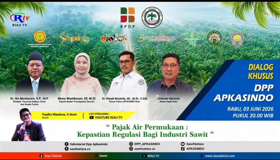 DPP APKASINDO Gelar Dialog Khusus di TV Riau, Bahas Pajak Air Permukaan, PKS Tanpa Kebun, dan DBH Sawit