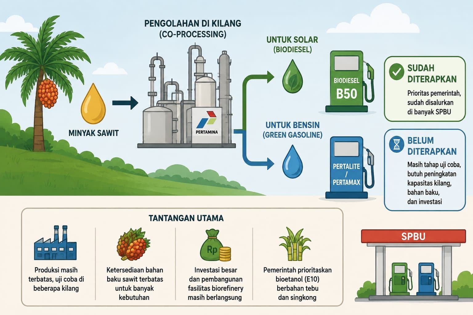 Mengapa Bensin Pertalite dan Pertamax Belum Gunakan Bahan Baku Nabati Berbasis Sawit?