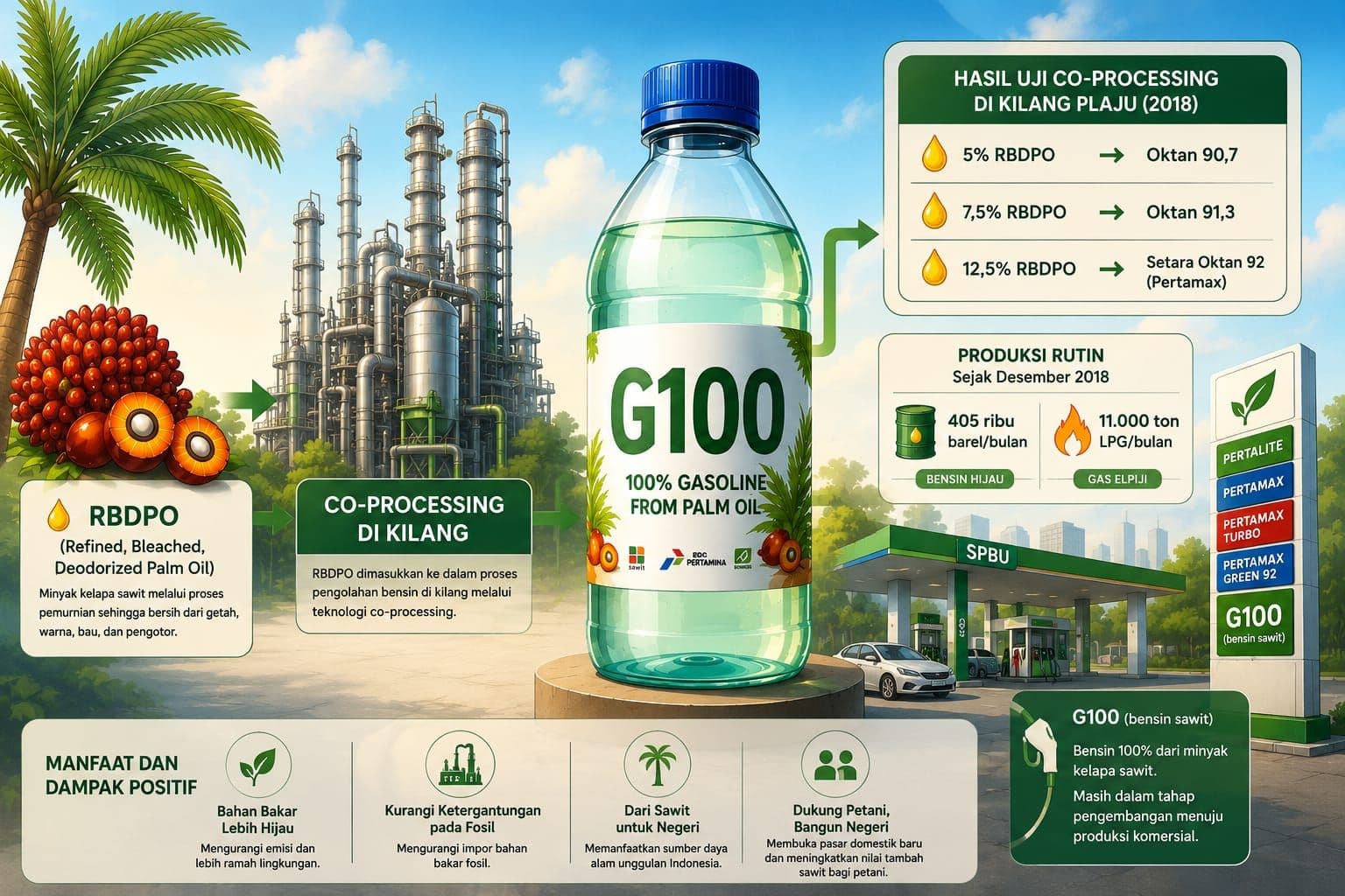 G100, Bensin 100 Persen Sawit yang Pernah Diuji di Kilang Plaju